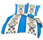 Pościel - pościel bawełna lux 140x200 + 1 poszewka B 257-8 łowicz niebieski pas - miniaturka - grafika 1