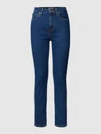 Spodnie damskie - Jeansy z wysokim stanem o kroju slim fit z dodatkiem streczu - miniaturka - grafika 1