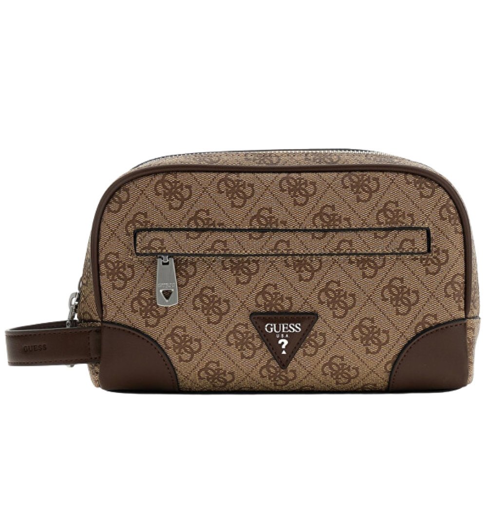 GUESS Brązowa kosmetyczka męska w monogram Milano