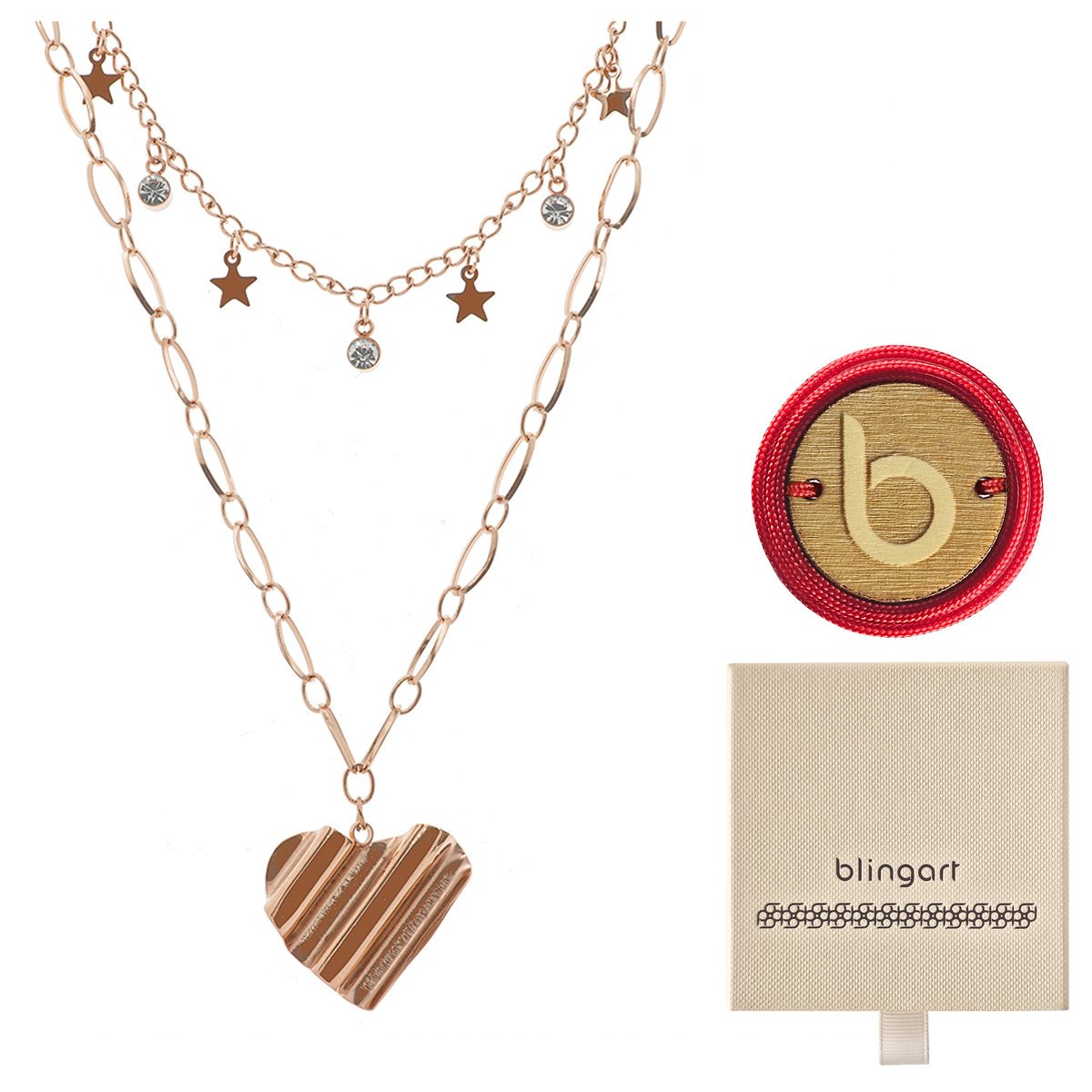 Naszyjnik damski celebrytka stal chirurgiczna pozłacany serce BLINGART