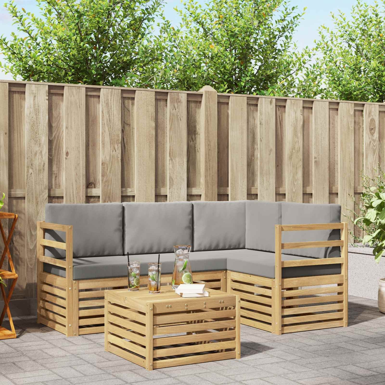 vidaXL Zestaw sof na zewnątrz 5 pcs Biały i jasnoszary 59 x 59 x 37 cm
