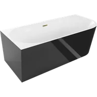 Wanny - Mexen Mia wanna wolnostojąca narożna lewa 160 x 80 cm, biała/czarna, przelew złoty - 52691608075L-50 - miniaturka - grafika 1