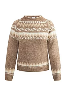 ALARY Damski sweter norweski 15424761-AL01, brązowy biały beżowy, XL/XXL, Brązowy, biały, beżowy, XL-XXL - Swetry damskie - miniaturka - grafika 1