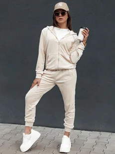 Komplet damski welurowy rozpinany VELCOMFY ecru Dstreet AY1081 - Dresy damskie - miniaturka - grafika 1