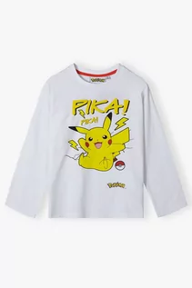 Bluzki dla chłopców - Bluzka chłopięca bawełniana biała Pokemon - grafika 1