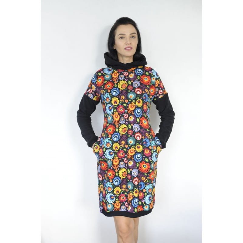 Sukienka folk łowicka z kapturem (łowickim)