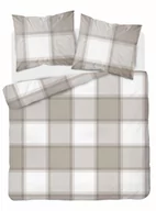 Pościel - Pościel 220x200 jasno brązowa krata 4573 B Bawełna 16 - miniaturka - grafika 1