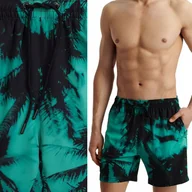 Kąpielówki męskie - KĄPIELÓWKI MĘSKIE Atlantic Modne Luźne Szorty z Hawajskim Nadrukiem - M - miniaturka - grafika 1