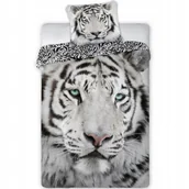 Pościel dla dzieci - Pościel 140x200 70x90 Tygrys Biały Realistyczny Nadruk Bawełna Na Zamek - miniaturka - grafika 1
