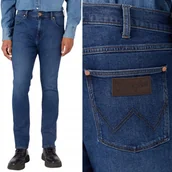 Spodnie męskie - Wrangler LARSTON SLIM TAPERED The Rock ZWĘŻANE CIEMNY DżINS W36 L36 - miniaturka - grafika 1