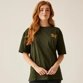 Koszulki i topy damskie - Regatta Christian Lacroix Damska koszulka z krótkim rękawem oversize Bellegarde Ciemne khaki, Cotton, Rozmiar: 40 - miniaturka - grafika 1