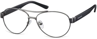 Sunoptic Małe Okulary oprawki Pilotki metalowe korekcyjne M380 grafitowe - Okulary korekcyjne, oprawki, szkła - miniaturka - grafika 1