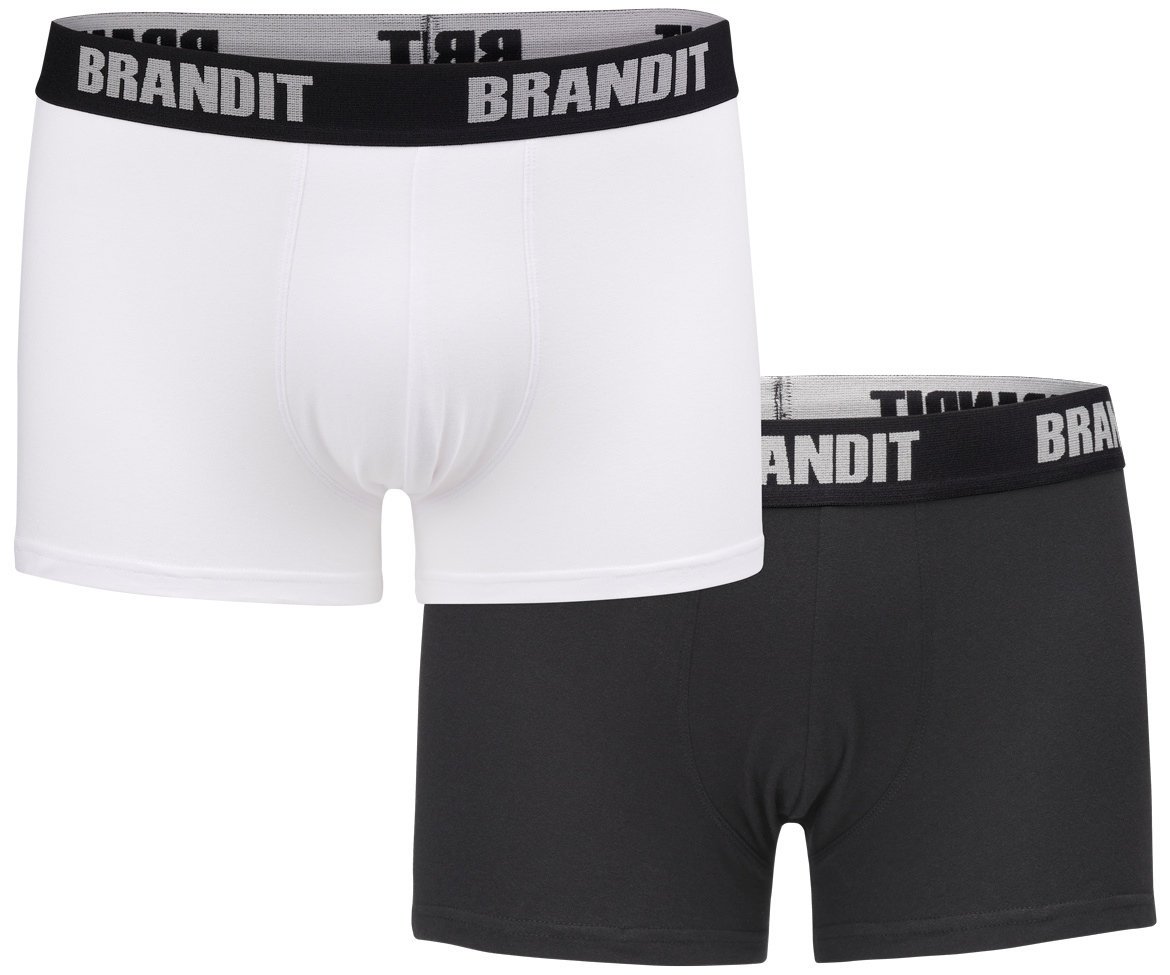 Bokserki Brandit Logo - 2 Pary White + Black-S