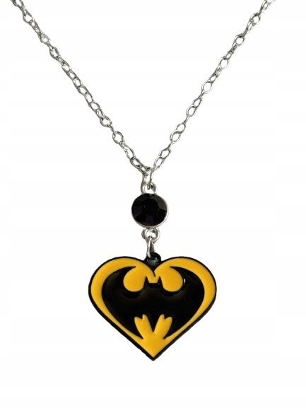 Naszyjnik Wisiorek Serce z Batmanem Batarang Nietoperz Batman Goth Prezent