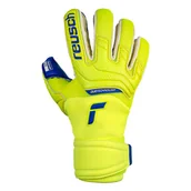 Piłka nożna - Rękawice bramkarskie Reusch Attrakt Duo żółto-niebieskie 5270055 2199 - rozmiar rękawic - 7,5 - miniaturka - grafika 1