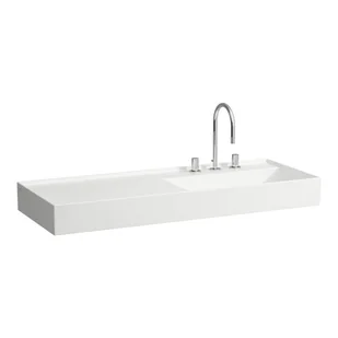 Laufen Kartell Umywalka wisząca lub meblowa 120x46 cm prawa z otworem na baterię biała H8133330001111 - Umywalki - miniaturka - grafika 1