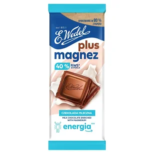 Czekolada E.Wedel plus magnez Mleczna 80 g E.Wedel - Czekolada - miniaturka - grafika 1