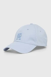 Tommy Hilfiger czapka z daszkiem bawełniana kolor niebieski z aplikacją AW0AW16170 - Czapki damskie - miniaturka - grafika 1