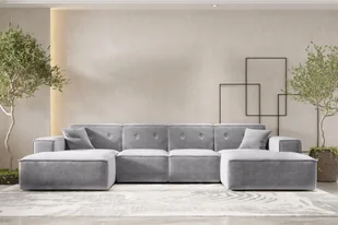 Sofa w kształcie U PULA narożnik 379cm tkanina Perfect Harmony szary - Narożniki - miniaturka - grafika 1