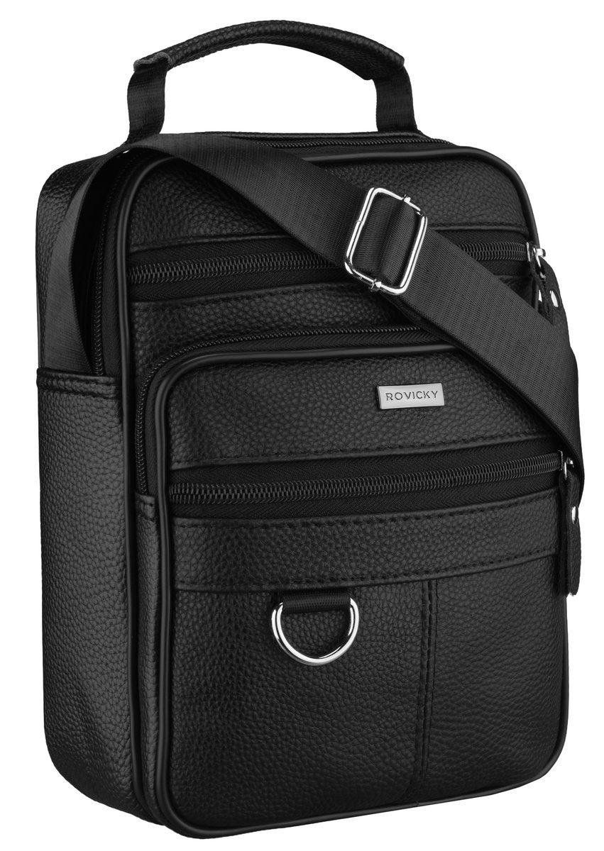 Listonoszka męska torba skórzana saszetka ze skóry naturalnej czarna Rovicky