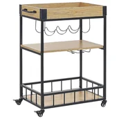 Wózki na żywność - Wózek kuchenny 3-poziomowy jasne drewno z czarnym HULLET - miniaturka - grafika 1