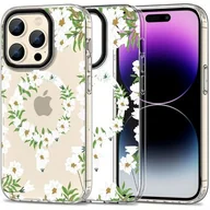 Etui i futerały do telefonów - Etui ochronne MagMood do MagSafe do iPhone 15 Pro Max white daisy - miniaturka - grafika 1