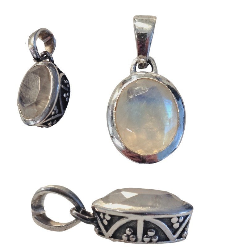 ankabizuteria.pl Srebrna zawieszka oksydowana z kamieniem księżycowym