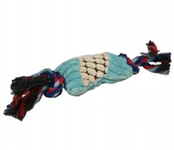 Zabawki dla psów - Zabawka pluszowa dla psa szczeniaka KOŚĆ piszcząca ze sznurem gryzak miękki - miniaturka - grafika 1