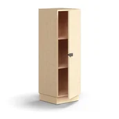 Szafy biurowe - Szafa QBUS, 2 półki, cokół, uchwyt, 1252x400x420 mm, brzoza - miniaturka - grafika 1