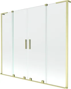 Mexen Velar L Duo parawan nawannowy 2-skrzydłowy rozsuwany 200 x 150 cm, transparent, złoty szczotkowany - 896-200-003-02-55 - Parawany nawannowe - miniaturka - grafika 1