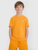 Koszulki dla chłopców - 4F T-shirt regular z nadrukiem chłopięcy - pomarańczowy 146 (10-11 lat) - miniaturka - grafika 1