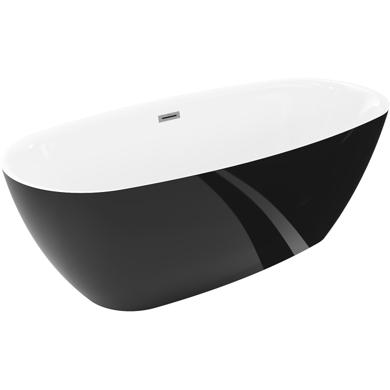 Mexen Luvo Slim wanna wolnostojąca 170 x 75 cm, biała/czarna, przelew gun metal- 52801707575-95