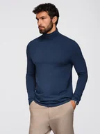 Koszulki męskie - Męski longsleeve gładki z golfem - granatowy V2 OM-LSCL-0130 S - miniaturka - grafika 1