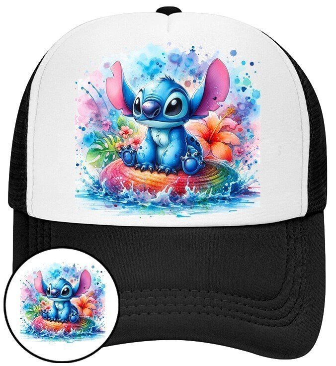 Czapka z Daszkiem Lilo i Stich Czarna z Nadrukiem Na Lato Siatka Bejsbolówka