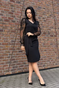 Sukienka Merribel Ereve Black z tiulowymi rękawami - Sukienki - miniaturka - grafika 1