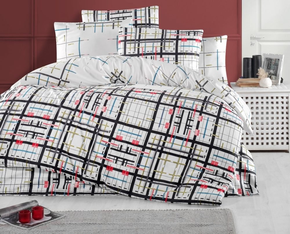 Francuska pościel satynowa 240x200, 70x90cm Geometria