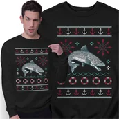 Swetry męskie - Świąteczna Bluza Prezent na Święta Wędkarza Ryby Świąteczny Sweter - miniaturka - grafika 1