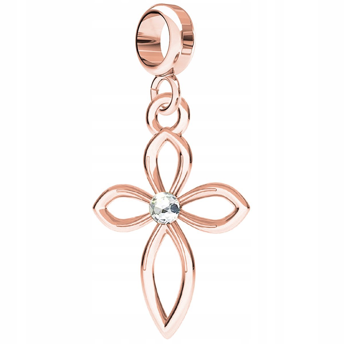 Charms Pozłacany z Krzyżykiem Krzyżem Cyrkonia Krzyż Krzyżyk SREBRO 925