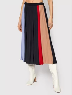 Spódnice - Tommy Hilfiger Spódnica plisowana Colorblock WW0WW322820YH Granatowy Regular Fit - grafika 1