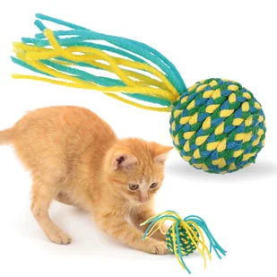 Piłka z frędzlami dla kota, grzechotka dla kotka, miękka piłeczka 4 cm - Piłki dla dzieci - miniaturka - grafika 1