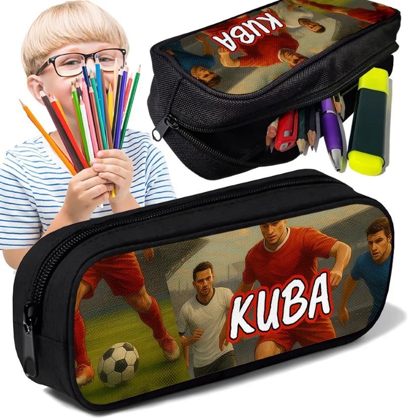Piórnik TUBA z imieniem PIŁKARZ Football Personalizowany Szkolny Prezent