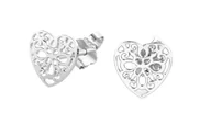 Kolczyki - Srebrne kolczyki rodowane serca ażurowe pr925 - miniaturka - grafika 1