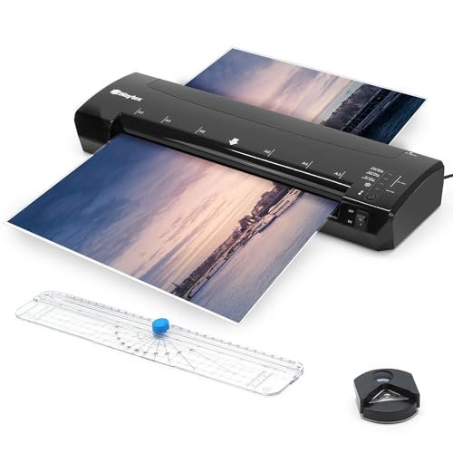 Waytex 78208 Laminator A3, A4, A5, A6 Pro, bardzo szybkie laminowanie na gorąco i na zimno do 2 x 250 mikronów, z regulowaną temperaturą + 1 zgrabna i 1 cięciem pod kątem