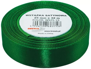 Brewis Wstążka dekoracyjna satynowa 25mm/32m zielona 19 - Pasmanteria - miniaturka - grafika 1