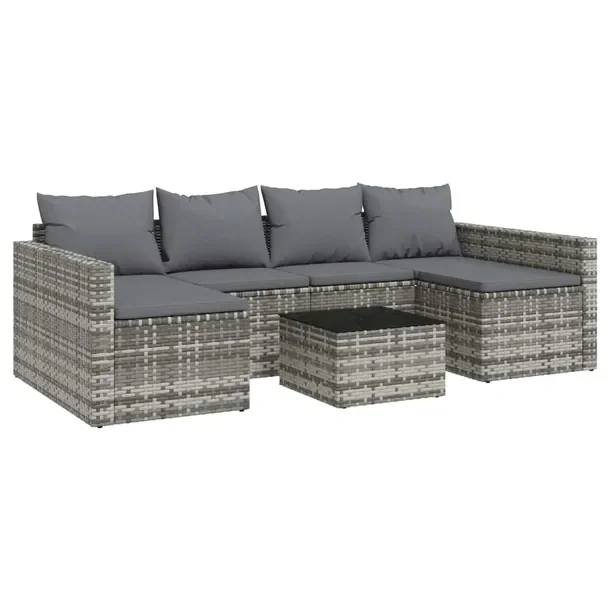 Zestaw Wypoczynkowy Ogrodowy U-kształtny, Rattan PE, Stal, Szary, 238x110x