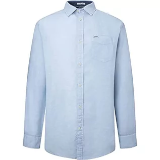 Koszule męskie - Pepe Jeans Koszula męska Parker Long, niebieski (wybielacz niebieski), XL - grafika 1