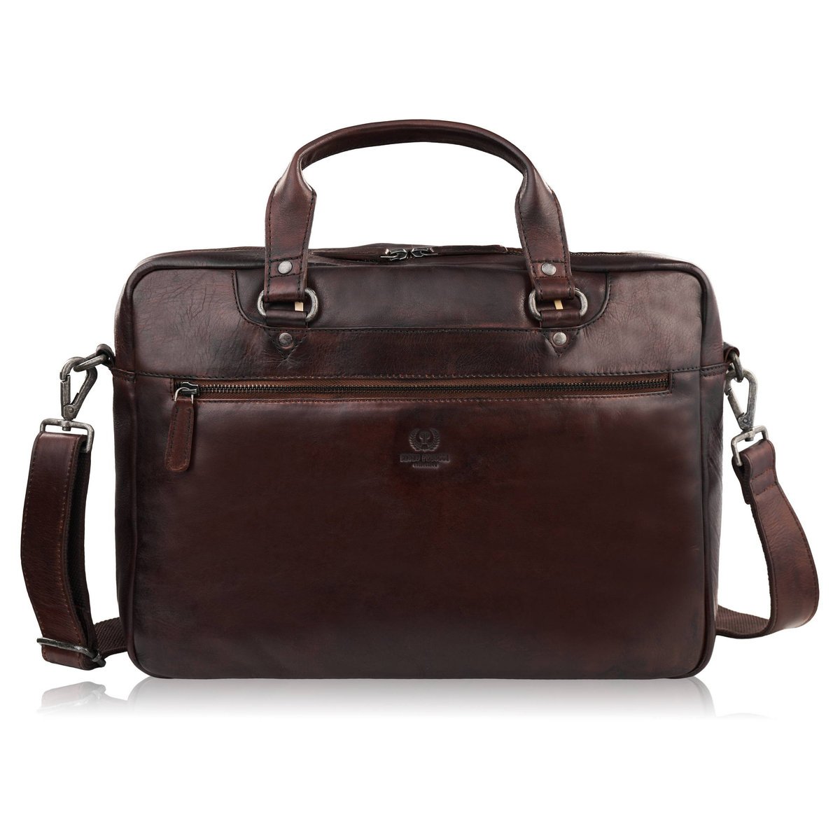 Torba męska na ramię do ręki skórzana na laptopa dokumenty A4 brązowa pojemna Paolo Peruzzi SL-08-BR