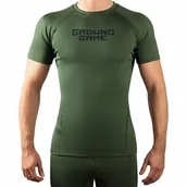 Kimona, stroje i obuwie - Ground Game Rashguard Męski Athletic Krótki Rękaw Khaki L - miniaturka - grafika 1