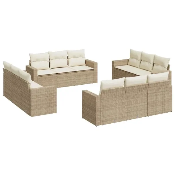 Zestaw mebli ogrodowych modułowych beżowy rattan PE wymiary 65,5 x 62 x 6
