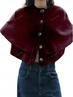 Swetry damskie - Damski Klasyczny Sweter Narzutka na Guziki S Ł_a - miniaturka - grafika 1